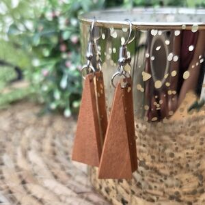 Geometric Brown Earrings